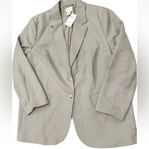 H&M Women’s Taupe Blazer Size Large 3/4 Sleeve Career Office Business Jacket